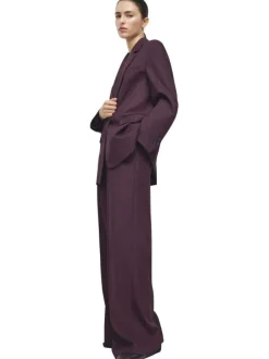 Pantalon chino violet uni avec une coupe bootcut et 4 poches