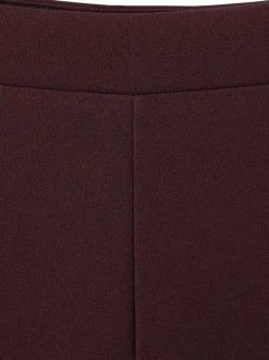 Pantalon costume bordeaux uni avec une coupe droite et une taille élastiquée