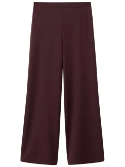 Pantalon costume bordeaux uni avec une coupe droite et une taille élastiquée