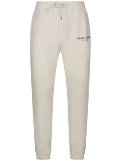 Pantalon écru uni avec une coupe droite avec une taille élastiquée