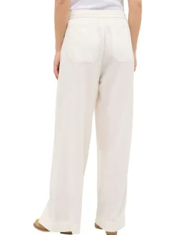 Pantalon écru uni avec une coupe fluide et une taille élastiquée