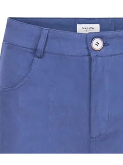 Pantalon DAVID marine en coton uni coupe large