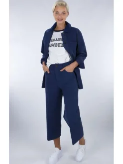 Pantalon DAVID marine en coton uni coupe large