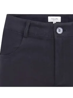 Pantalon DAVID noir en coton uni coupe large