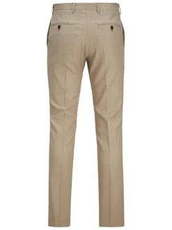 Pantalon de costume en laine mélangée beige avec une coupe slim fit