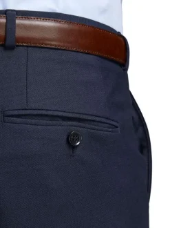 Pantalon de costume solaris marine uni avec une coupe slim et des passants