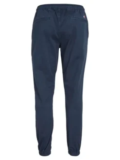 Pantalon de jogging en coton biologique bleu marine uni à coupe slim