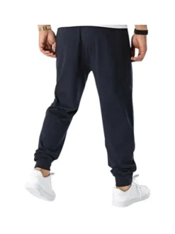 Pantalon de jogging en coton bleu marine à coupe slim, taille élastiquée et logo vertical