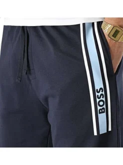Pantalon de jogging en coton bleu marine à coupe slim, taille élastiquée et logo vertical