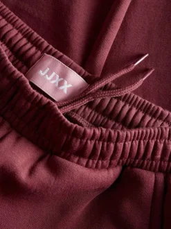Pantalon de jogging en coton mélangé bordeaux uni à coupe slim fit