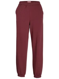 Pantalon de jogging en coton mélangé bordeaux uni à coupe slim fit