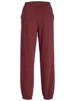 Pantalon de jogging en coton mélangé bordeaux uni à coupe slim fit