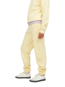 Pantalon de jogging en coton mélangé jaune avec coupe relaxed fit et 2 poches