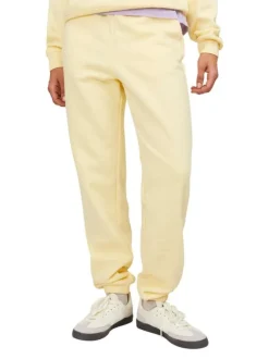 Pantalon de jogging en coton mélangé jaune avec coupe relaxed fit et 2 poches