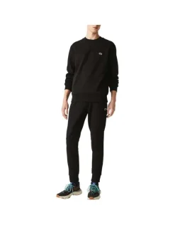 Pantalon de jogging en coton noir coupe slim avec liens de serrage à la taille et logo brodé