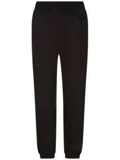 Pantalon de jogging en coton noir uni à coupe ajustée et à taille élastiquée