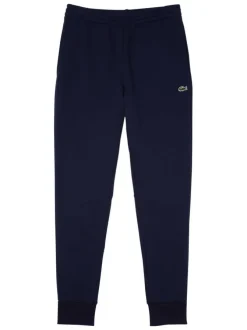 Pantalon de jogging marine en coton coupe slim avec logo brodé et liens de serrage à la taille