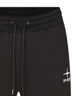 Pantalon de jogging noir uni avec une coupe droite et un cordon de serrage