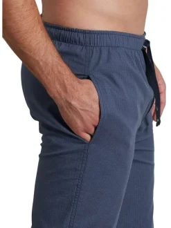Pantalon de Pyjama bleu à petits carreaux marine avec une coupe droite