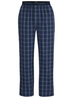 Pantalon de pyjama en coton bleu à carreaux avec une coupe droite