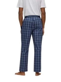 Pantalon de pyjama en coton bleu à carreaux avec une coupe droite