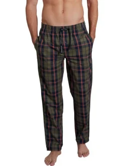 Pantalon de pyjama en coton kaki à carreaux avec une coupe regular fit