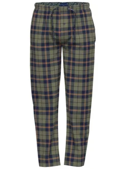 Pantalon de pyjama en coton kaki à carreaux avec une coupe regular fit