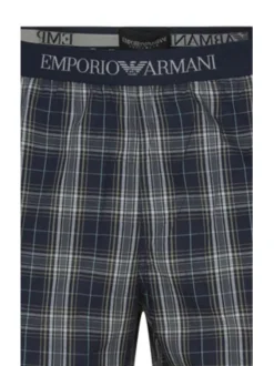 Pantalon de pyjama en coton marine à carreaux avec une coupe fermée
