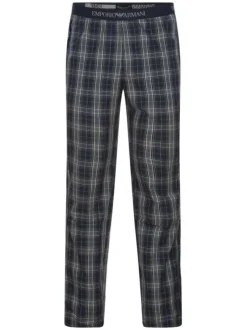 Pantalon de pyjama en coton marine à carreaux avec une coupe fermée