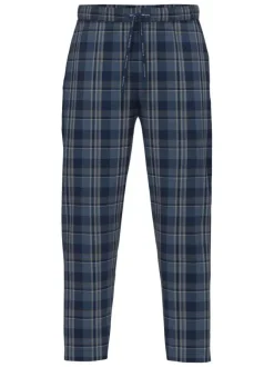 Pantalon de pyjama en coton marine coupe droite et taille élastiquée