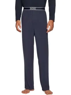 Pantalon de pyjama marine uni coupe avec une coupe droite fluide