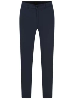 Pantalon en chino en coton bleu marine uni avec une coupe slim