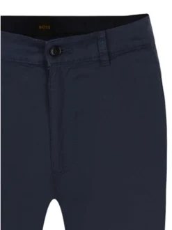 Pantalon en chino en coton bleu marine uni avec une coupe slim