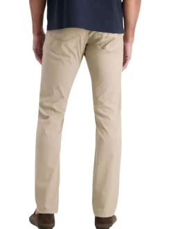 Pantalon en coton beige uni avec une coupe ajustée et une taille standart