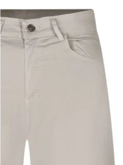 Pantalon en coton beige uni pourvu d'une coupe large et d'une taille haute