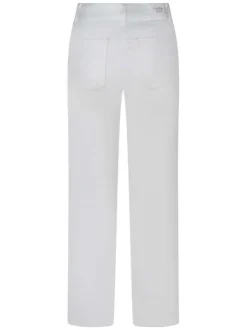 Pantalon en coton blanc uni avec une coupe large et de multiples poches