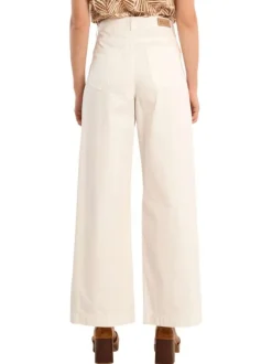 Pantalon en coton blanc uni pourvu d'une coupe baggy et d'une taille haute