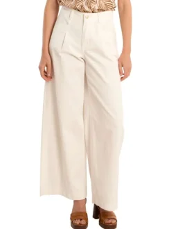 Pantalon en coton blanc uni pourvu d'une coupe baggy et d'une taille haute