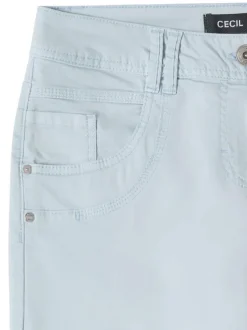 Pantalon en coton bleu clair uni pourvu d'une coupe doite et de multiples poches