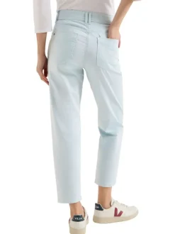 Pantalon en coton bleu clair uni pourvu d'une coupe doite et de multiples poches