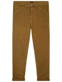 Pantalon en coton camel avec une coupe regular fit et 5 poches