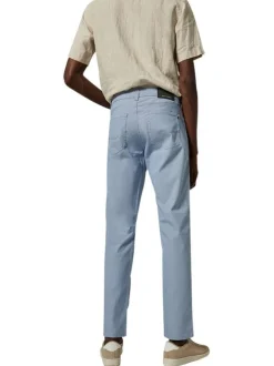 Pantalon en coton ciel uni avec une coupe ajustée et un style 5 Poches