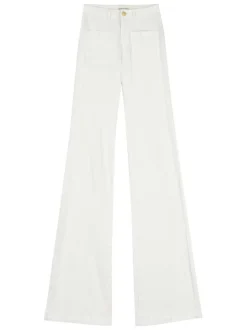 Pantalon en coton écru en velours côtelé avec 2 poches et une coupe bootcut
