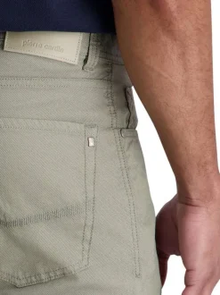 Pantalon en coton kaki uni avec une coupe ajustée et des poches à l'italienne
