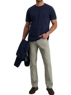 Pantalon en coton kaki uni avec une coupe ajustée et des poches à l'italienne