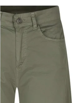 Pantalon en coton kaki uni pourvu d'une coupe large et d'une taille haute