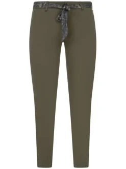 Pantalon en coton kaki uni style 4 poches, à coupe Chino slim
