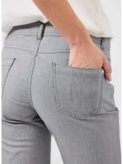 Pantalon en coton marine uni avec une coupe slim et 3 poches avants