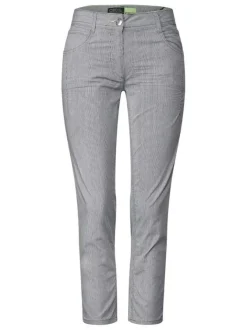 Pantalon en coton marine uni avec une coupe slim et 3 poches avants