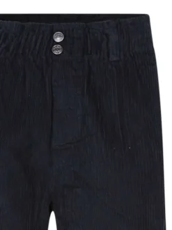 Pantalon en coton marine uni coupe large et taille élastiquée